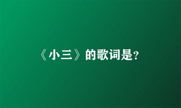 《小三》的歌词是？