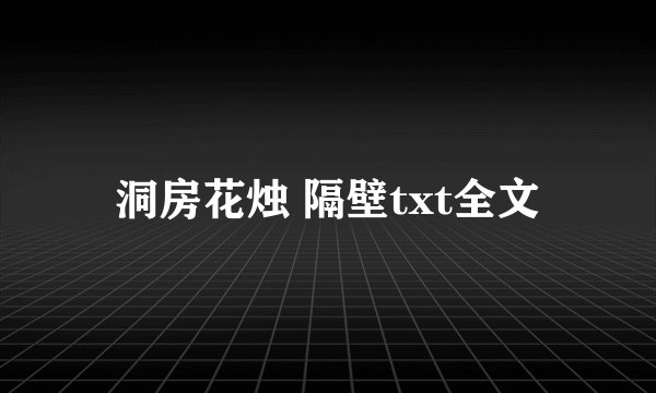 洞房花烛 隔壁txt全文