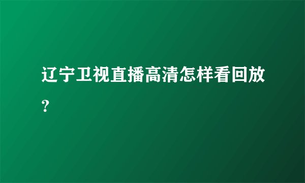 辽宁卫视直播高清怎样看回放？