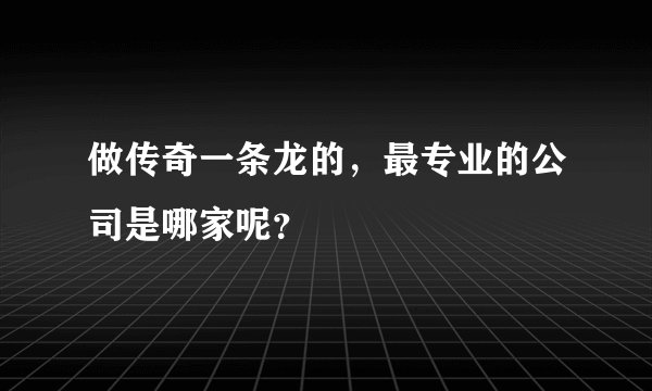 做传奇一条龙的，最专业的公司是哪家呢？
