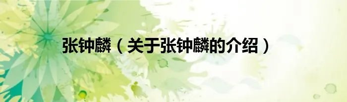 张钟麟（关于张钟麟的介绍）