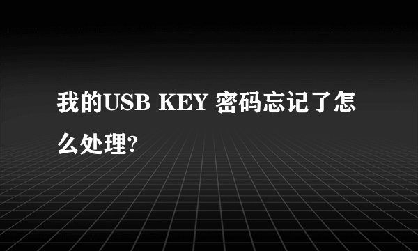 我的USB KEY 密码忘记了怎么处理?