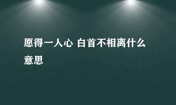愿得一人心 白首不相离什么意思