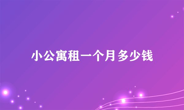 小公寓租一个月多少钱