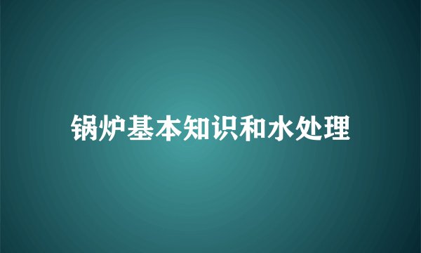 锅炉基本知识和水处理