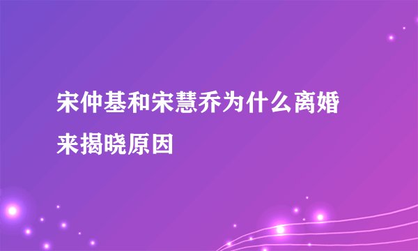 宋仲基和宋慧乔为什么离婚 来揭晓原因