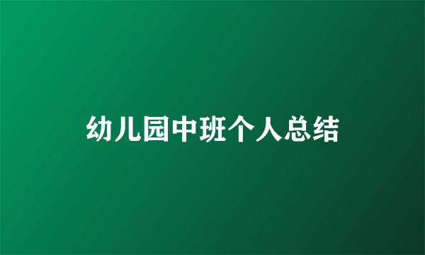 幼儿园中班个人总结