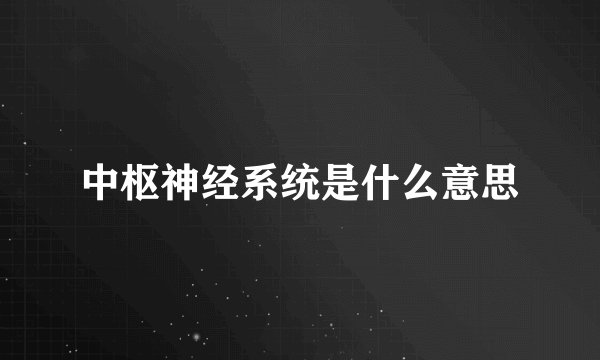 中枢神经系统是什么意思