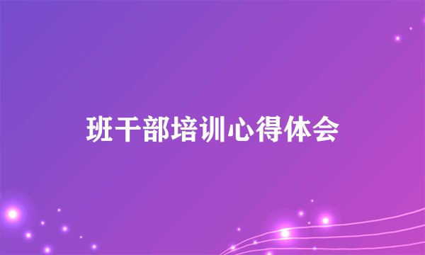 班干部培训心得体会