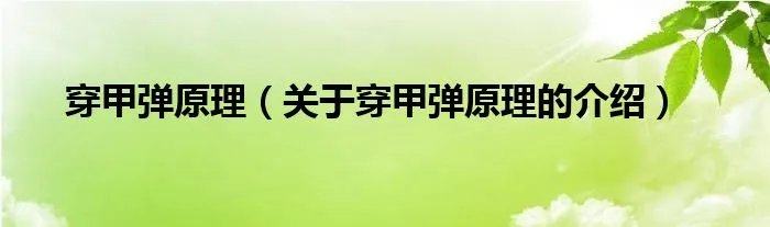 穿甲弹原理（关于穿甲弹原理的介绍）