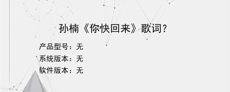孙楠《你快回来》歌词?