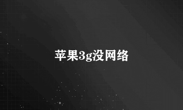 苹果3g没网络