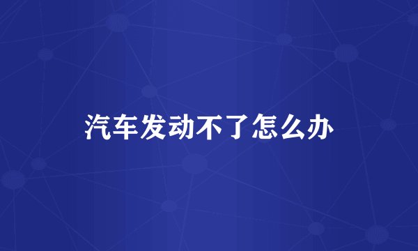 汽车发动不了怎么办