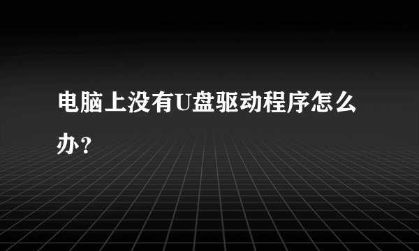 电脑上没有U盘驱动程序怎么办？