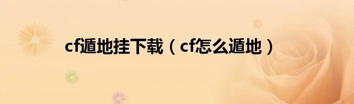 cf遁地挂下载（cf怎么遁地）