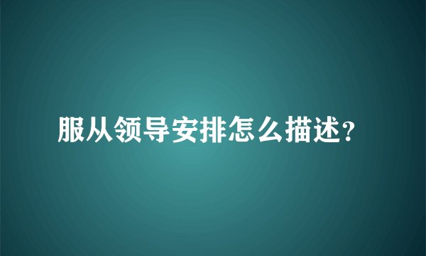 服从领导安排怎么描述?