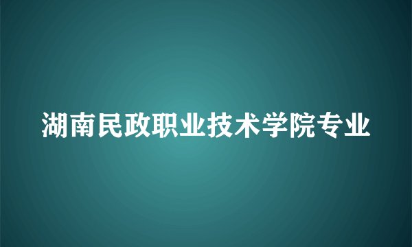 湖南民政职业技术学院专业