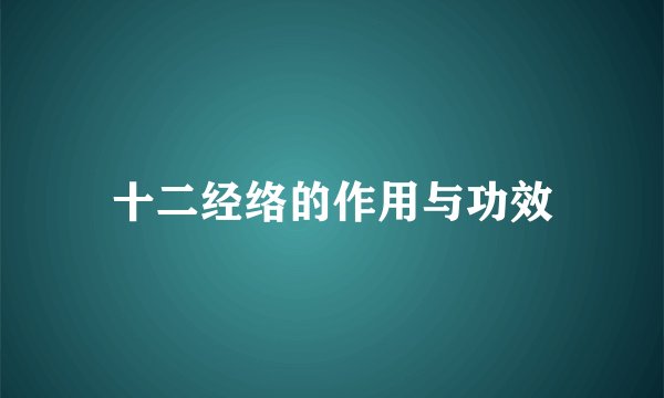 十二经络的作用与功效