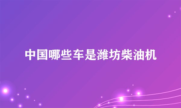 中国哪些车是潍坊柴油机