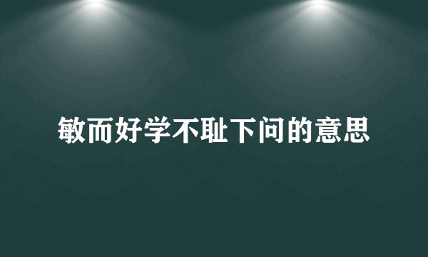敏而好学不耻下问的意思