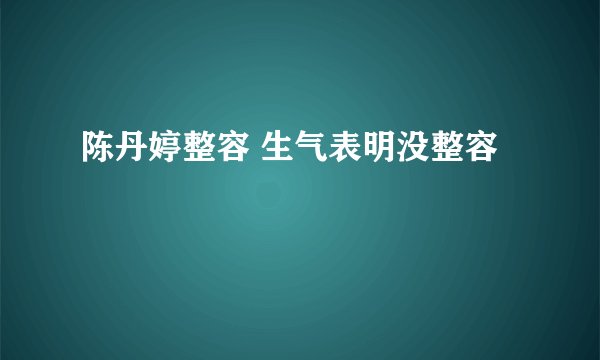 陈丹婷整容 生气表明没整容