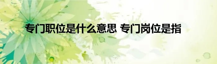 专门职位是什么意思 专门岗位是指