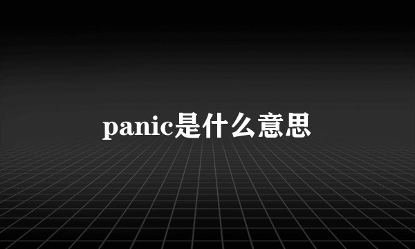 panic是什么意思