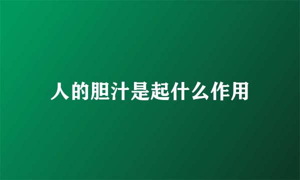 人的胆汁是起什么作用