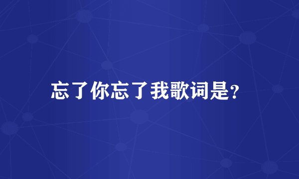 忘了你忘了我歌词是？