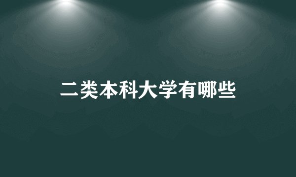 二类本科大学有哪些