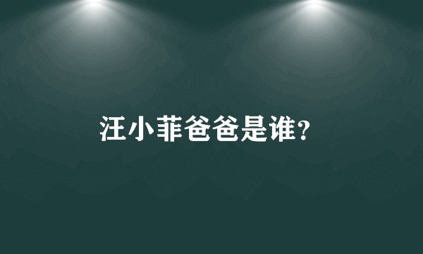 汪小菲爸爸是谁?