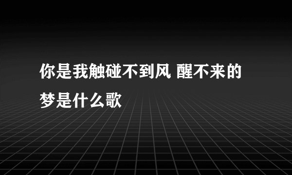 你是我触碰不到风 醒不来的梦是什么歌