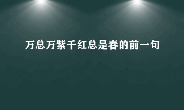 万总万紫千红总是春的前一句