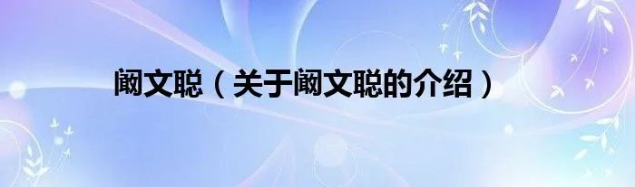 阚文聪（关于阚文聪的介绍）