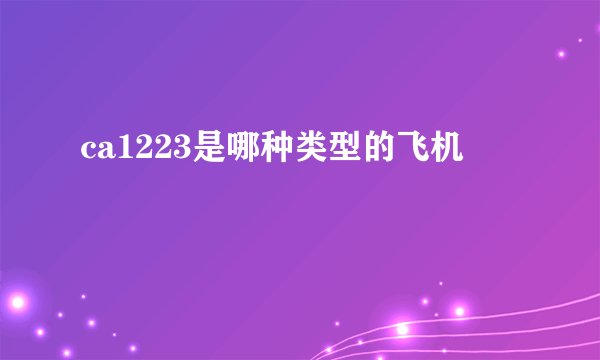 ca1223是哪种类型的飞机