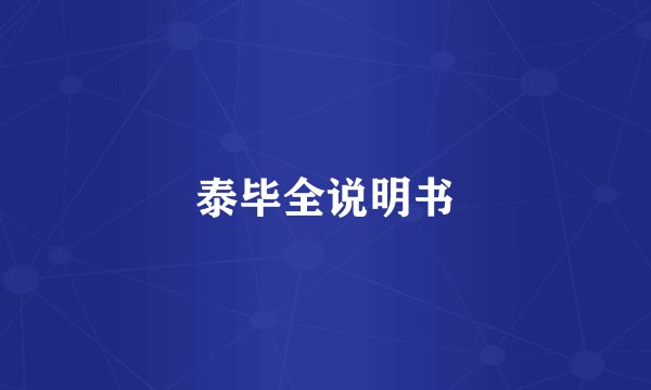 泰毕全说明书