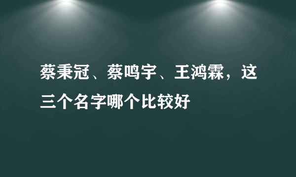 蔡秉冠、蔡鸣宇、王鸿霖，这三个名字哪个比较好