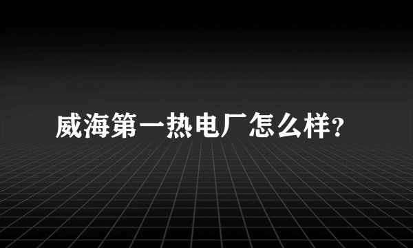 威海第一热电厂怎么样？
