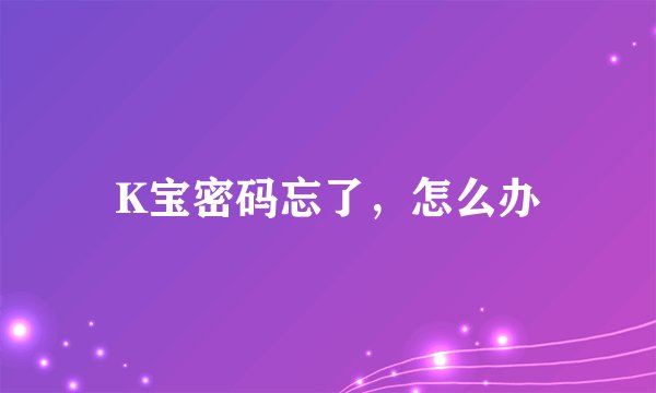 K宝密码忘了，怎么办