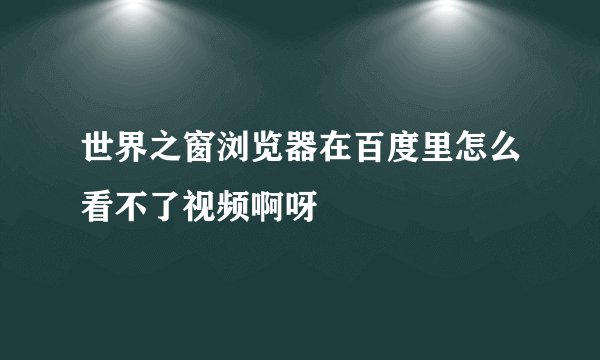 世界之窗浏览器在百度里怎么看不了视频啊呀