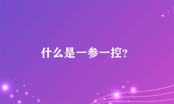 什么是一参一控?