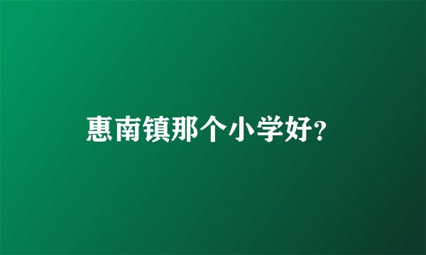 惠南镇那个小学好？