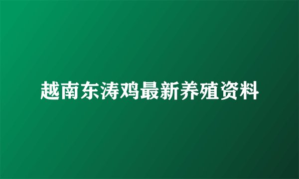 越南东涛鸡最新养殖资料
