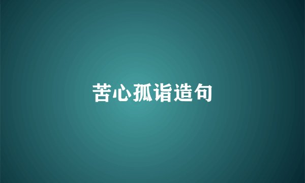 苦心孤诣造句