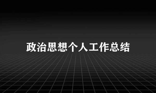 政治思想个人工作总结