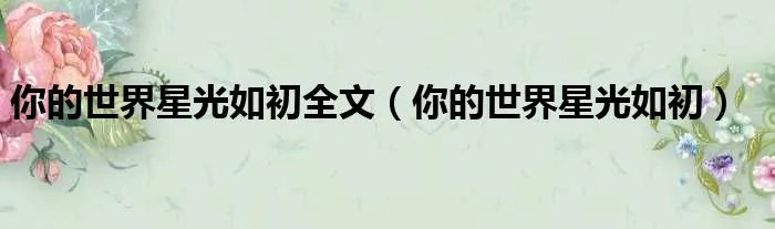 你的世界星光如初全文(你的世界星光如初)