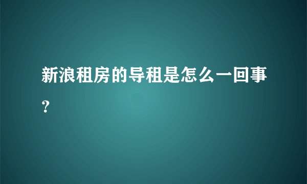 新浪租房的导租是怎么一回事？
