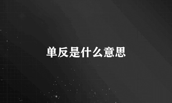 单反是什么意思