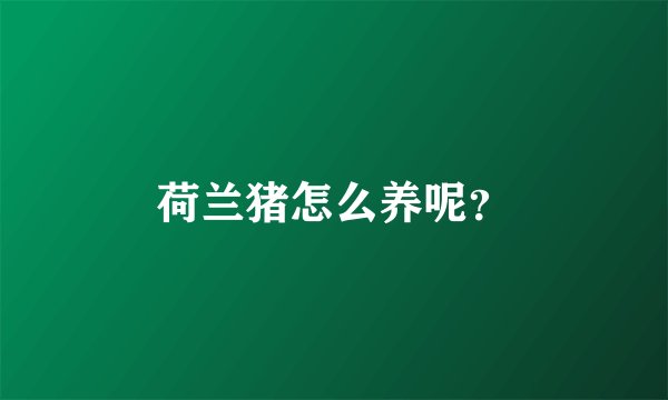 荷兰猪怎么养呢？