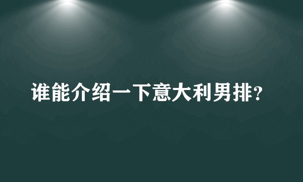 谁能介绍一下意大利男排?